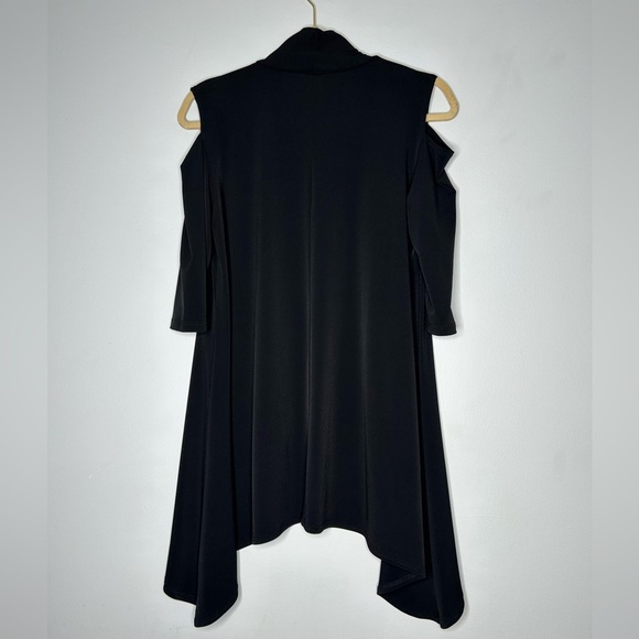 Clara Sun Woo Black Mock Neck Cold Shoulder 1/2 Sleeve Knit Tunic Top Size XS - Picture 7 of 11